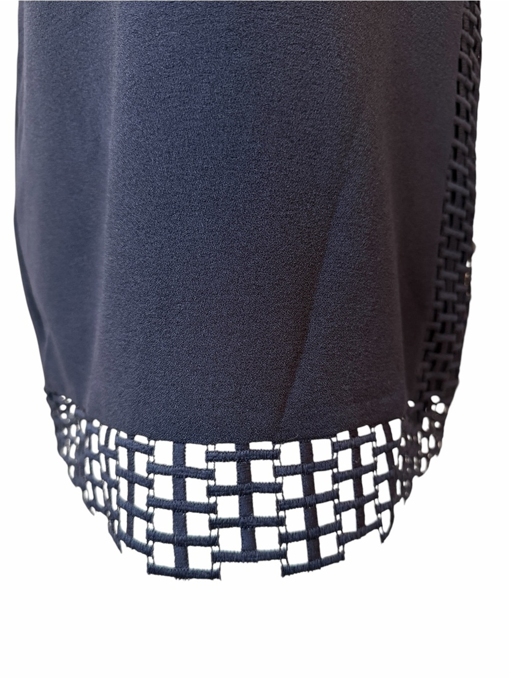 Antonio Melani Sleeveless Navy with Orange Lace-Trim Shift Dress Sz 6 - Picture 6 of 12